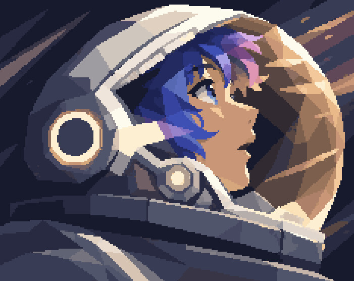 Astronaut with blue hair