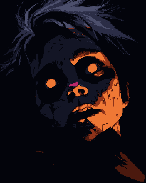 Portrait in orange and midnight blue
