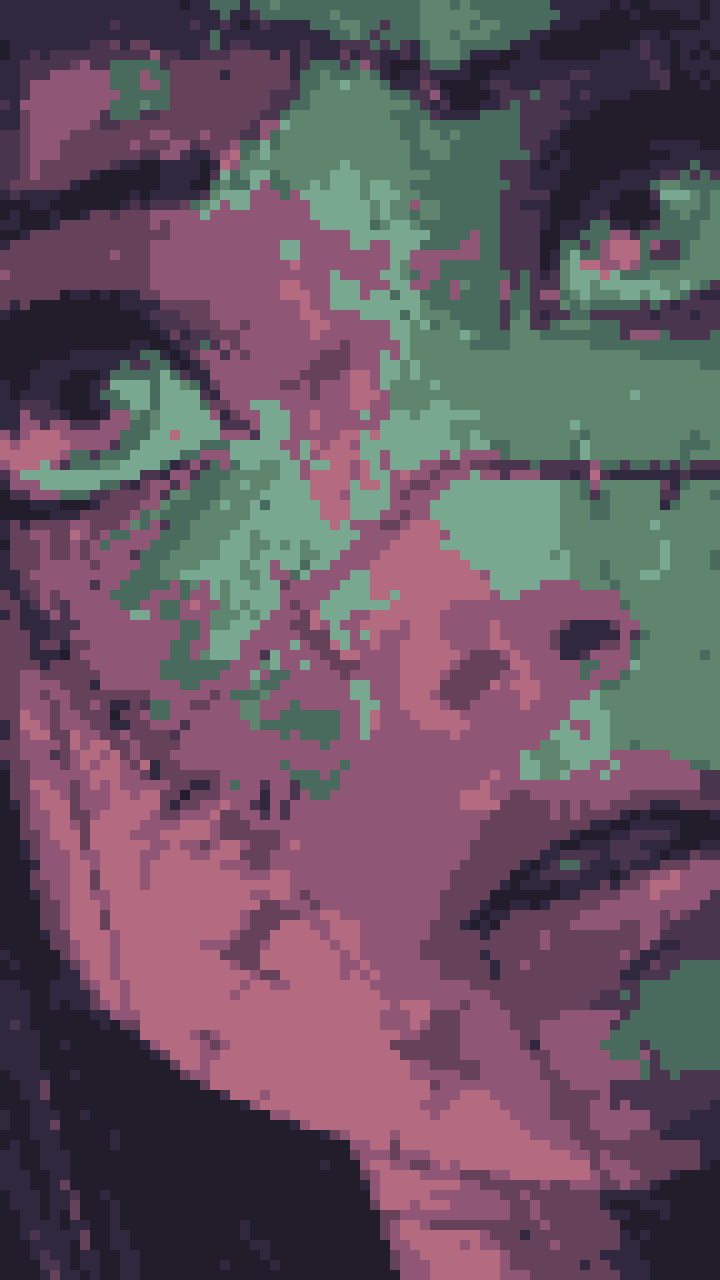 Close-up portrait in sage and mauve