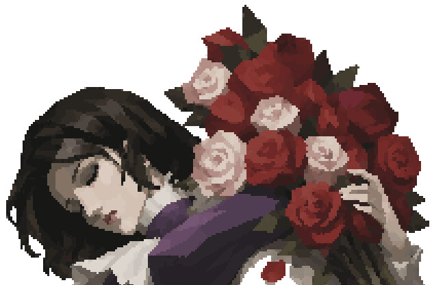 Portrait with a bouquet of roses